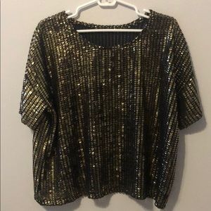 H&M shiny gold top